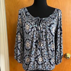 Floral Navy Blue Women's Top